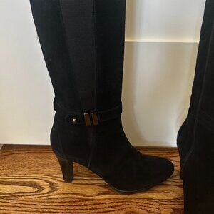 Aquatalia Black Suede Weatherproof knee high boots